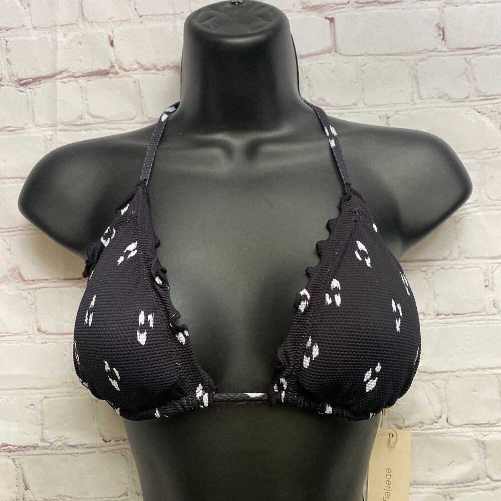 Eberjey Black Triangle Bikini Top with White Dot Print